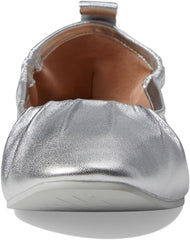 Cole Haan York Soft Silver Metallic Leather Rounded Toe Slip On Ballet Flats