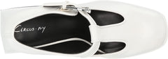Circus by Sam Edelman Kay White Buckle Ankle Strap Block Wedge Heel Pumps Shoes