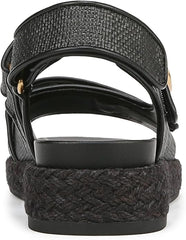 Sam Edelman Arlo Black Basketweave Open Toe Velcro Straps Raffia Sport Sandals