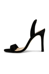Steve Madden Marbella Black Nubuck Ankle Strap Open Rounded Toe Heeled Sandal