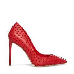 Steve Madden Vala Spike Red Stud Printed High Stiletto Pointed Toe Dress Pumps