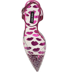 Nine West Foreva 3 Platino Glitter Slip On Pointed Closed Toe Embellished Pumps