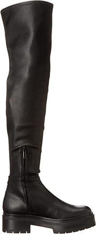 Sam Edelman Lydia Black Chunky Lug Sole Rounded Toe Over The Knee Fashion Boots