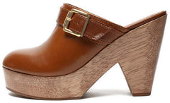 Schutz Nikyta Dark Brown Slip On Rounded Toe Cone-shaped High Heel Sandals