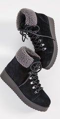 Sam Edelman Franc Black Lace-up Rounded Toe Hiker Platform Lace Up Ankle Boots
