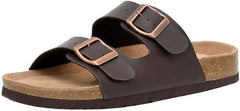 Cushionaire ladies slip on sandals adjustable buckles