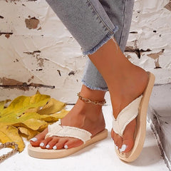 Women's Sandals Ladies Flat Solid Color Flip Flops Fashion Sandals