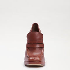 Sam Edelman Jeanette Dark Mocha Leather Square Toe Slip On High Platform Loafers