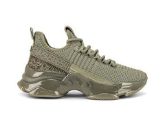 Steve Madden Women's Maxima Sneaker Olive Multi Lace Up Platform Sneakers