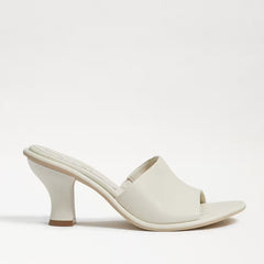 Sam Edelman Aida Ivory Rounded Open Toe Slip On Block Heel Leather Dress Mules