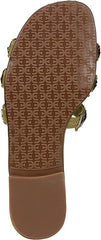 Sam Edelman Bay Greentini Sequin Round Open Toe Slip On Leather Strap Sandals