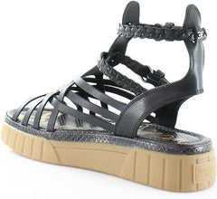 Sam Edelman Geana Black Braided Ankle Strap Platform Wedge Gladiator Sandal