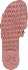Sam Edelman Bay Pink Lily Round Open Toe Slip On Leather Strap Slide Sandals