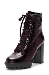 Vince Camuto Ermania Warm Dark Red Block Heel High Heel Lace Up Platform Boots
