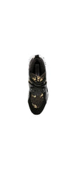 Steve Madden Cliff Round-Toe Lace Up Platform Fashion Chunky Sneakers Black Gold