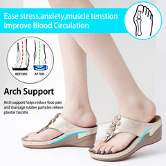 HARENCE Wedge Sandals for Women Dressy: Comfortable Cushion Footbed Walking Platform Shoes Summer Casual Womens Flip Flops