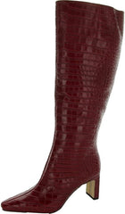 Sam Edelman Sylvia Scarlet Cherry Leather Pointed Toe Block Heel Knee High Boots