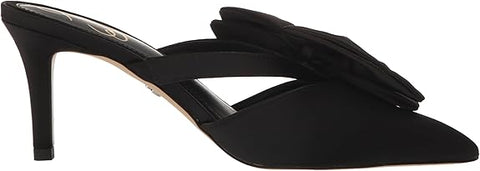 Sam Edelman Veranda Black Satin Pointed Toe Slip On Stiletto Heeled Mules Pumps