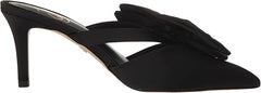 Sam Edelman Veranda Black Satin Pointed Toe Slip On Stiletto Heeled Mules Pumps