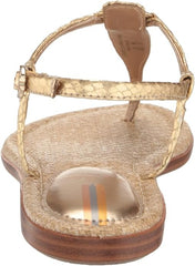 Sam Edelman Gigi Gold Signet Embossed Open Toe Ankle Strap Flats Sandals