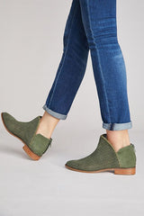 Kelsi Dagger Alley Olive Back Zip Genuine Leather Upper Ankle Suede Booties
