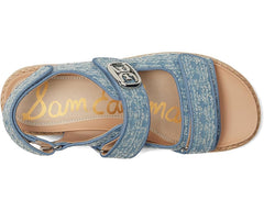 Sam Edelman Arlo Montrose Blue Open Toe Velcro Straps Raffia Sport Sandals