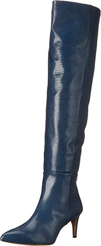 Sam Edelman Ursula Pacific Navy Pointed Toe Kitten Heel Over the Knee Boots