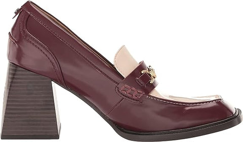 Sam Edelman Quincy Syrah/Modern Ivory Gold Tone Buckle Vamp Heel Loafer Shoes