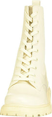 Sam Edelman Lydell Modern Ivory Block Heel Closed Toe Lace Up Combat Ankle Boots