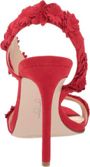 Jessica Simpson Jessin Red Muse Open Toe Flower Strap High Heel Dress Sandals