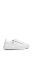 Steve Madden Catchme White Patent Rounded Closed Toe Lace Up Side Zipper Sneaker