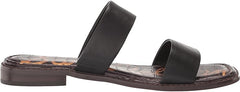Sam Edelman Haydee Black Leather Fashion Slip On Open Toe Flat Slides Sandals