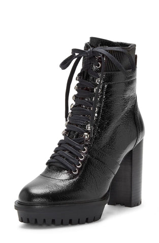 Vince Camuto Ermania Black Lace Up Combat Block Platform High Heel Platform Boot