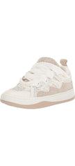 Steve Madden Roaring White Multi Rhinestone Lace Up Low Top Fashion Sneakers
