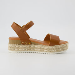 CUSHIONAIRE Melissa Espadrille Platform Ankle Strap Memory Foam Womens Sandals 6.5