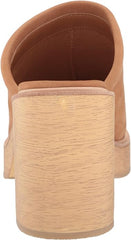 Dolce Vita Camdin Praline Nubuck Slip On Block Heel Rounded Toe Heeled Sandals
