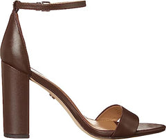 Sam Edelman Yaro Dark Chocolate Ankle Strap Open Toe Block High Heel Sandals