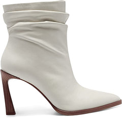 Vince Camuto Presindal New Cream White Leather Pointed Toe Ankle Slouchy Boot