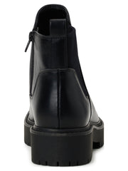 Time and Tru Lug Chelsea Black Fashion Zipper Chucky Heel Boots 8
