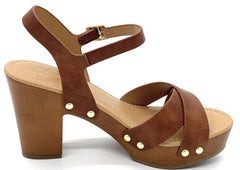 STYLISH S SHIFT Open Toe Double Cross Band Ankle Strap Platform Heel Sandals 11