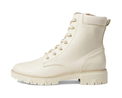 Dr Scholl's Headstart Beige Lace Up Lugged Sole Rounded Toe Combat Ankle Boots