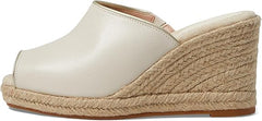 Cole Haan Cloudfeel Southcrest Ivory Leather Peep Toe Slip On Wedge Heel Sandals