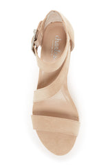 Charles by Charles David LeAnna Nude Strap Cork Platform Wedge Heel Sandals