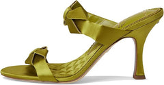 Sam Edelman Jasmine Greentini  Open Toe Bow Detail Slip On Stiletto Heel Sandals