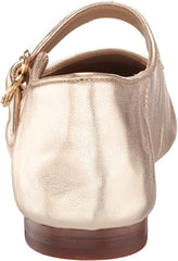 Sam Edelman Michaela Gold Mary Jane Buckled Ankle Strap Square Toe Flats