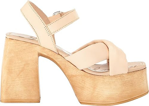 Sam Edelman Suzannah Ivory Ankle Strap Open Toe Block Heel Platform Sandals