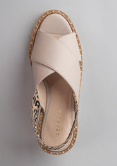 Cecelia New York Gabby Wedge Heeled Leather Crisscross Platform Sandal LEO TAUPE