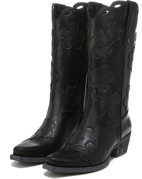 Circus by Sam Edelman Jill 2 Black Color Block Flower Patchwork Western Boots