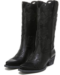 Circus by Sam Edelman Jill 2 Black Color Block Flower Patchwork Western Boots