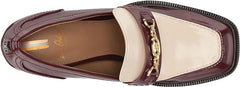 Sam Edelman Quincy Syrah/Modern Ivory Gold Tone Buckle Vamp Heel Loafer Shoes
